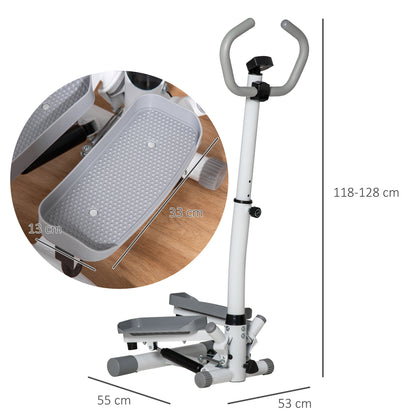 Adjustable Twist Stepper Aerobic Ab Exercise Fitness Workout Machine w/ LCD Screen, Height Adjust Handlebars for Home Gym