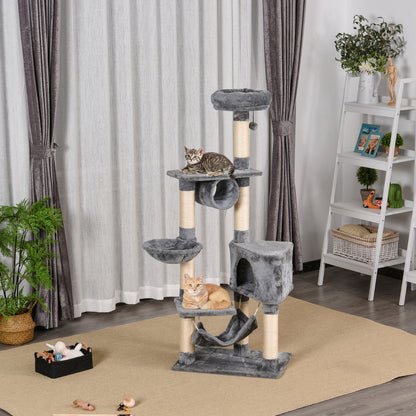 Cat Tree for Indoor Cats Condo Tower Multi-level Height 150CM Kittens Activity Stand House with Toys & Various Scratching Pos