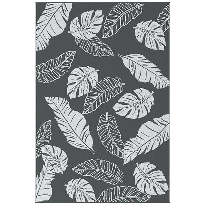 Plastic Straw Reversible RV Outdoor Rug with Carry Bag, 182 x 274cm, Grey and White
