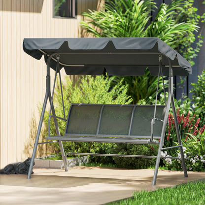3 Seater Swing Chair, Garden Swing Bench with Adjustable Tilting Canopy