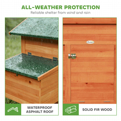 Chicken Coop, Wooden Hen House with Nesting Box, Pull-Out Tray, Sliding Window, Waterproof Roof, Perches and Ramp