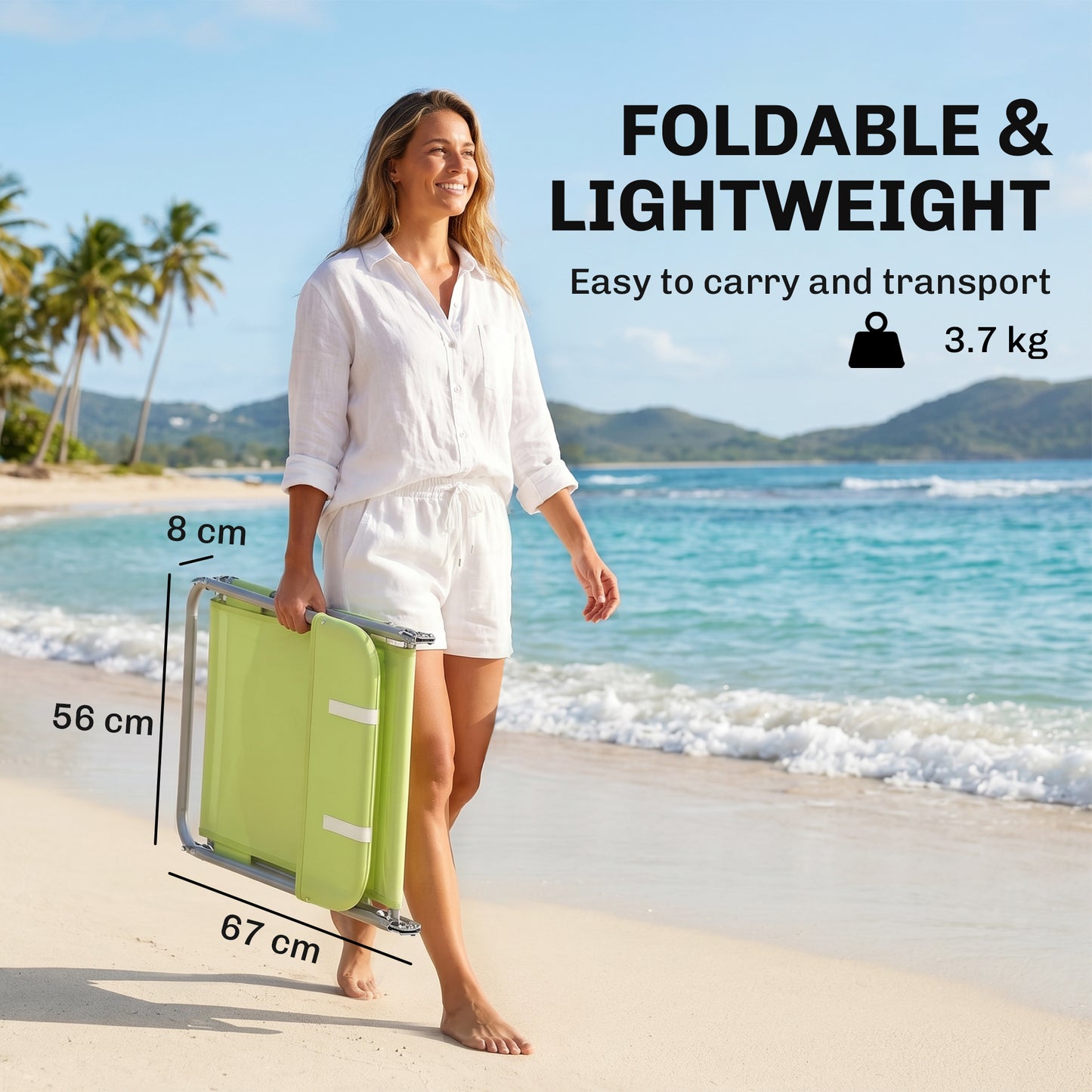 Single Folding Sun Lounger - Green