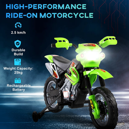 Kids Electric Motorbike, 6V Battery Powered Ride on Motorcycle with Training Wheels, Start-up Button, Pedal
