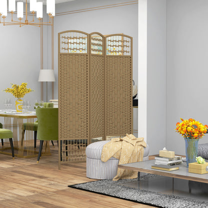 3 Panel Folding Room Divider, Privacy Screen, Paravent Partition Separator for Living Room, Bedroom, Natural Wood