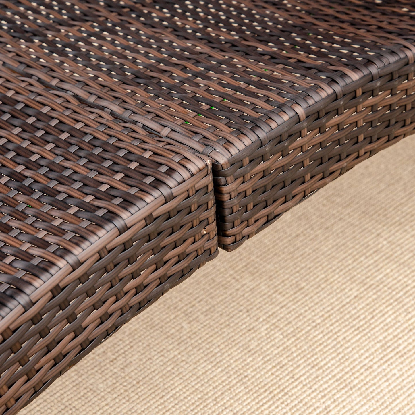 Folding Sun Lounger, PE Rattan Garden Lounger Chair with Soft Padded Cushion, Ergonomic Curved Design Sun Bed for Balcony