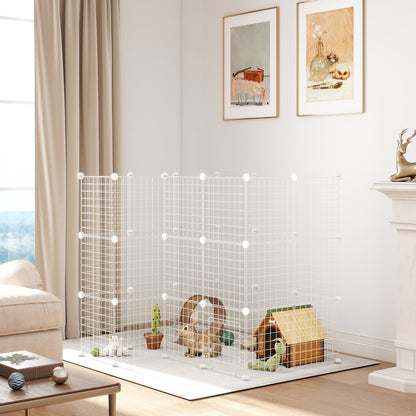 DIY 36 Panel Pet Playpen Metal Wire Fence for Chinchilla, Hedgehog, Bunny, Indoor, Outdoor Use, White