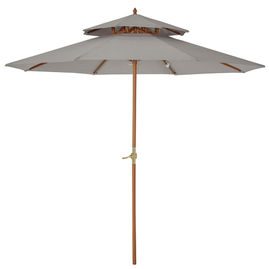 2.7m Elegant Wooden Frame Parasol Umbrella - Grey