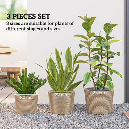 Seagrass Planters Set of 3 Plant Pots for Indoor Outdoor Patio Balcony Natural