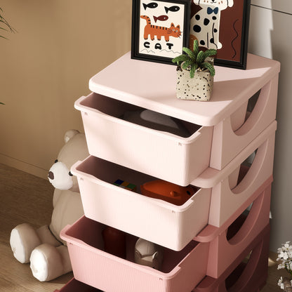 Four-Tier Kids Storage Boxes, with Four Drawers, Pink