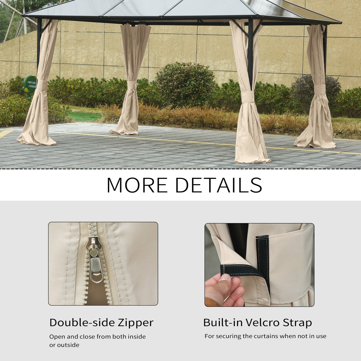 4 Pack Replacement Gazebo Curtains Privacy Panel for Most 3 x 4m Gazebo Canopy Pavillion Outdoor Shelter Sidewalls Accessorie