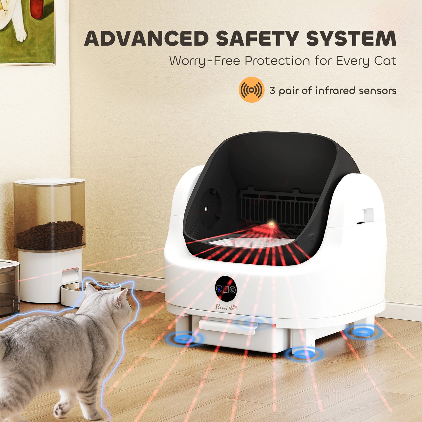 Self Cleaning Cat Litter Tray Top Opening Design, Automatic Litter Box More Space with Integrated Security Protection