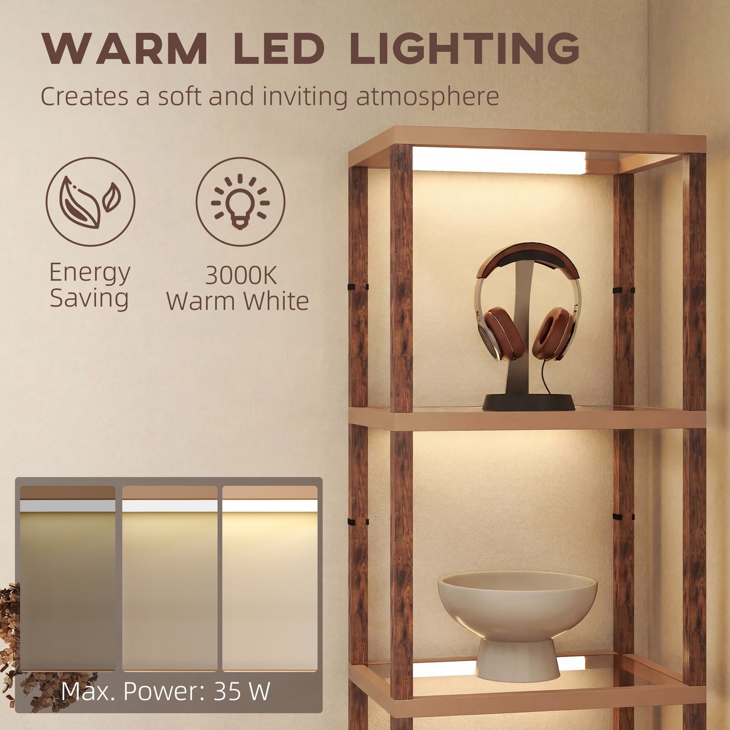 Four-Shelf Floor Lamp - Rustic Brown