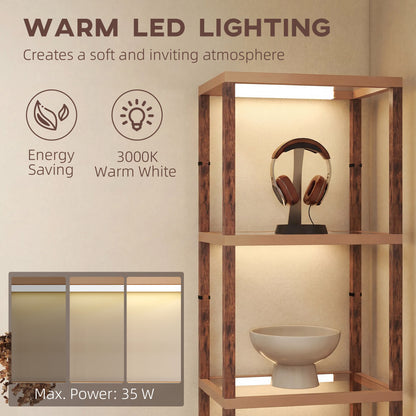 Four-Shelf Floor Lamp - Rustic Brown