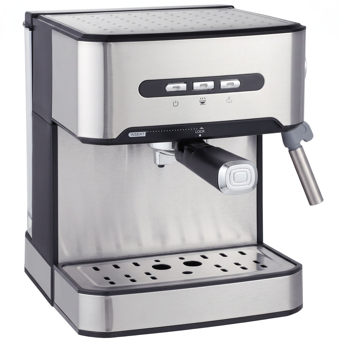 Espresso Machine, 20-Bar Semi Automatic Cappuccino Coffee Maker with Frother Wand, 1.6 L Water Tank, Black and Silver