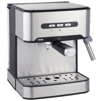 Espresso Machine, 20-Bar Semi Automatic Cappuccino Coffee Maker with Frother Wand, 1.6 L Water Tank, Black and Silver