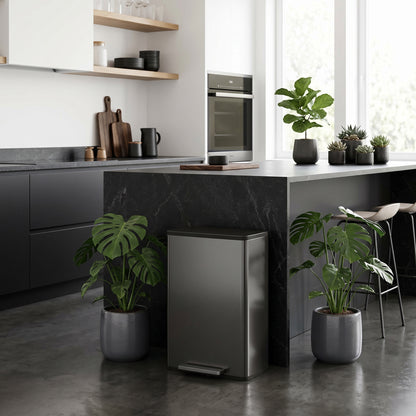 45L Kitchen Bin, Pedal Bin with Soft-Close and Stay-Open Lid, Removable Inner Bucket, Odor Control for Kitchen, Office