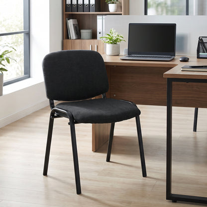 Meeting Chair, Stackable Ergonomic Office Chair with Padded Seat, Curved Backrest for Conference Room, Black