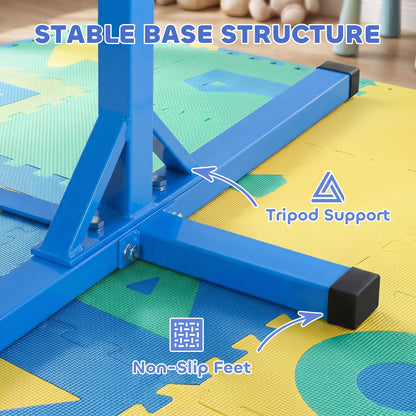 Height Adjustable Gymnastics Horizontal Bar for Kids, Children Junior Kip High Bar Fitness, Blue