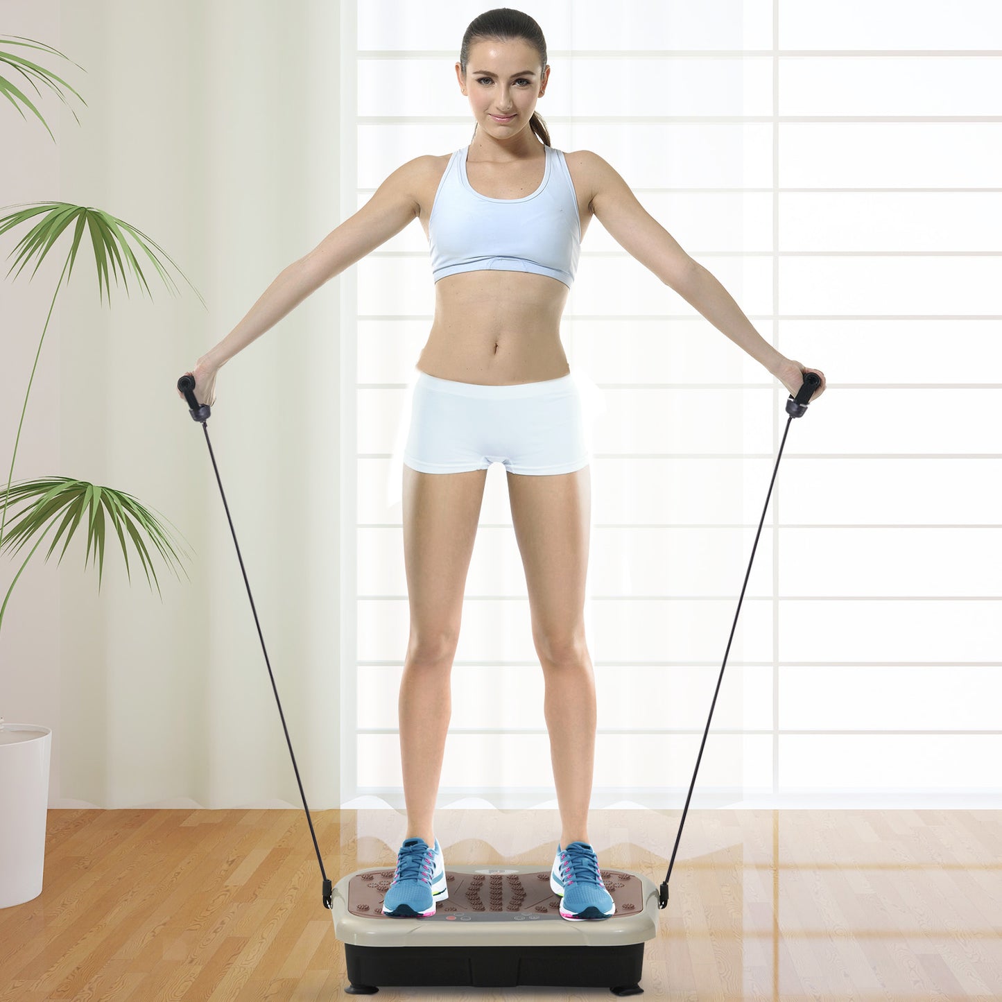 Vibration Plate Exercise Machine, Quiet Vibrating Plate for Weight Loss and Lymphatic Drainage with Resistance Bands