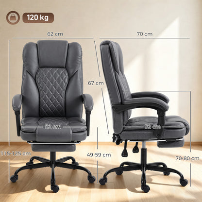 Executive Home Office Chair Reclining Function Footrest Computer Desk Chair High Back, Grey