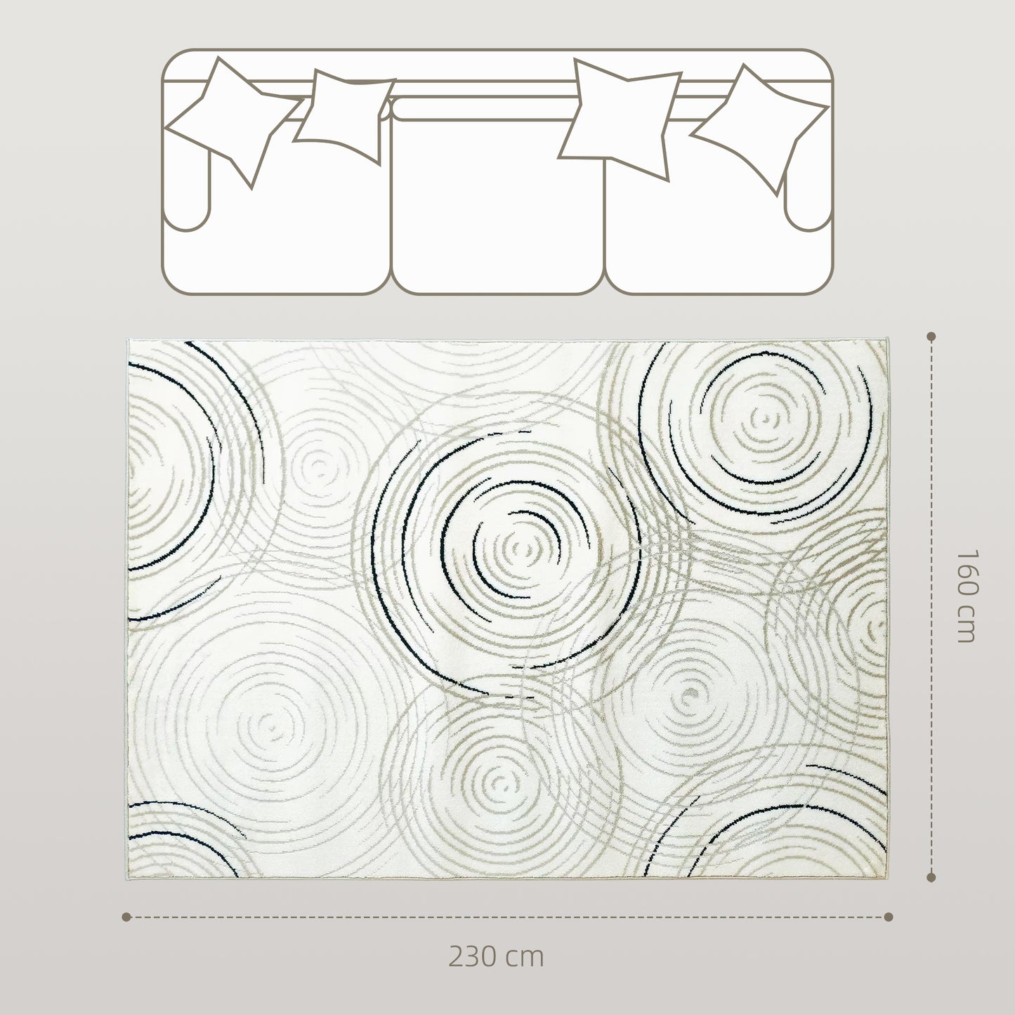 Modern Area Rug, Swirl Pattern Machine Washable Rug, Allergy-Friendly Floor Carpet for Living Room, Bedroom, Dining Room