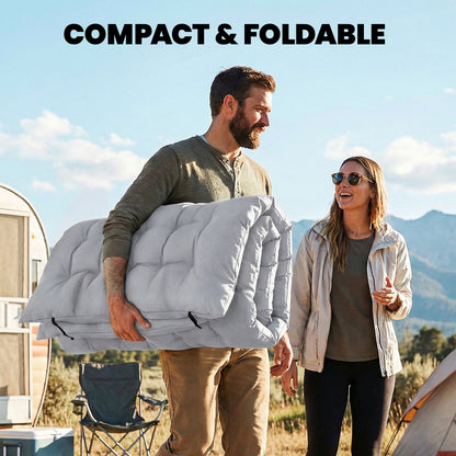 Sleeping Mat, Foldable Camping Mattress Pad with Elastic Straps, Light Grey
