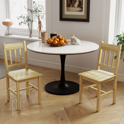 Dining Chairs Set of 2, Kitchen Chair with Slat Back, Pine Wood Structure for Living Room and Dining Room, Natural