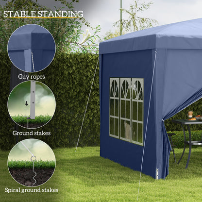 3x3(m) Pop-Up Gazebo, with Curtain Walls and Windows, Blue