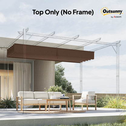 Retractable Pergola Cover, 3.5 x 2.6 m Replacement Canopy Fabric for 4 x 3 m Frame, Roof Top Only, Brown