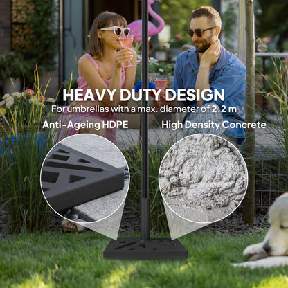 Garden Parasol Base, 15kg HDPE Outdoor Umbrella Stand Parasol Stand with Cut-Out Design, Sun Umbrella Base for 32, 38