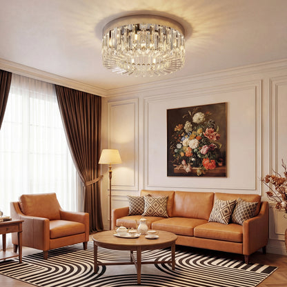 Crystal Chandeliers with 160 Crystal Pendants, 6-Light Ceiling Light for Living Room, Bedroom Dining Room, Silver Tone