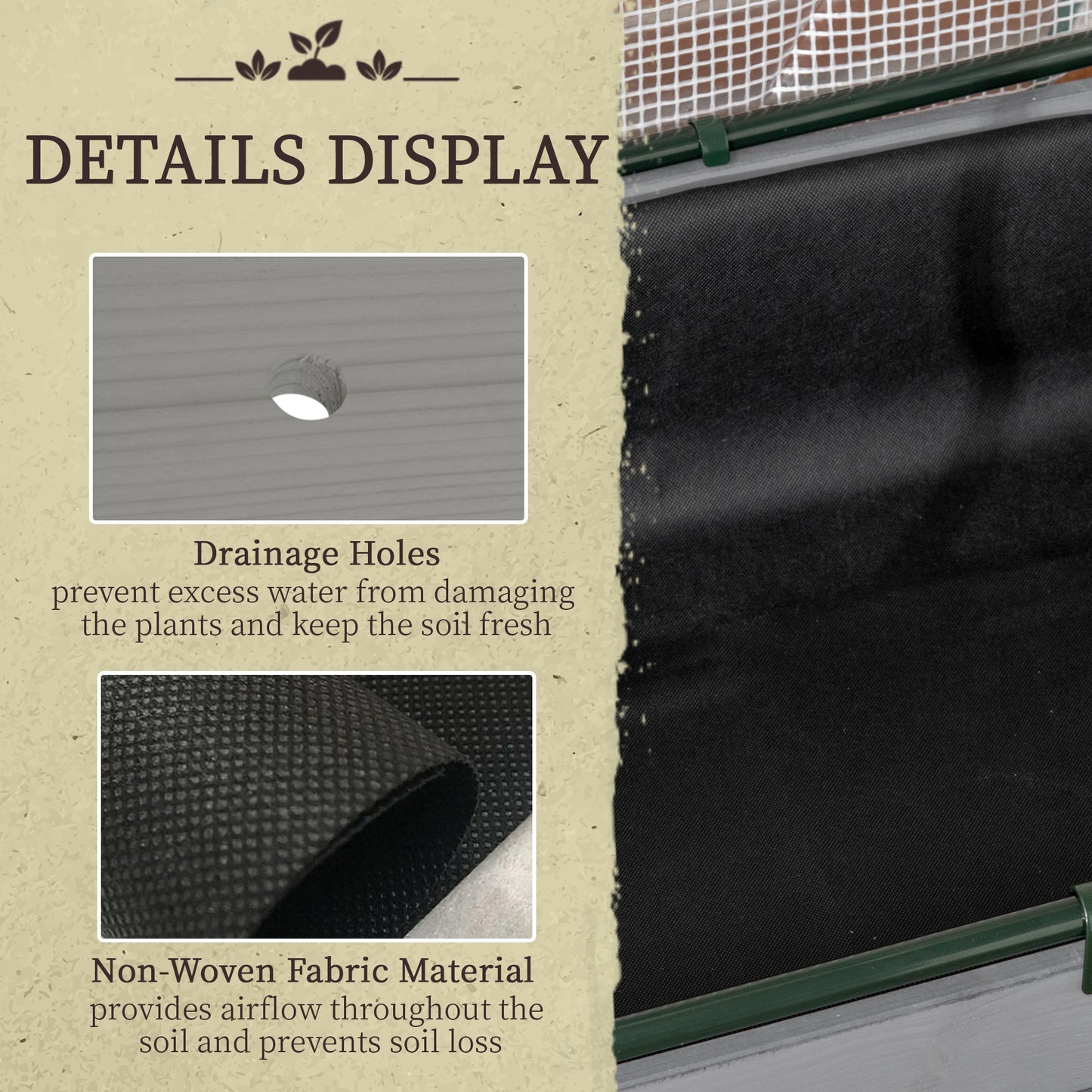 Raised Garden Bed Outdoor Elevated Wood Planter Box w/ PE Cover, Dark Grey