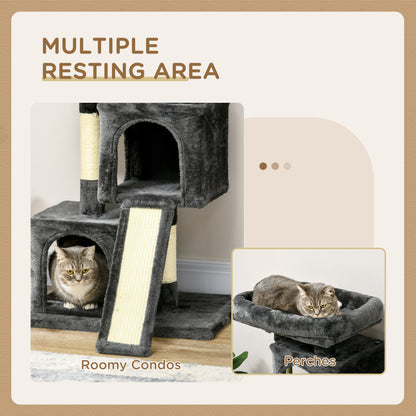 Cat Tree for Indoor Cats 81cm Cat Scratching Post Scratch Board Kitten Tower Climbing Frame, Black