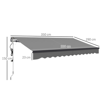 3.5 x 3m Electric/Manual Awning, with Remote - Dark Grey