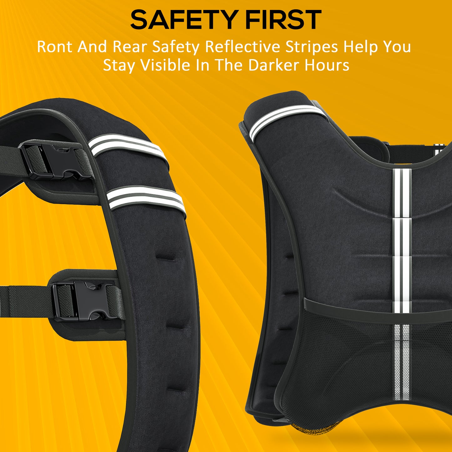 10KG Weighted Vest, Running Weight Vest with Adjustable Strap, Convenient Pocket and Reflective Strips for Men and Women