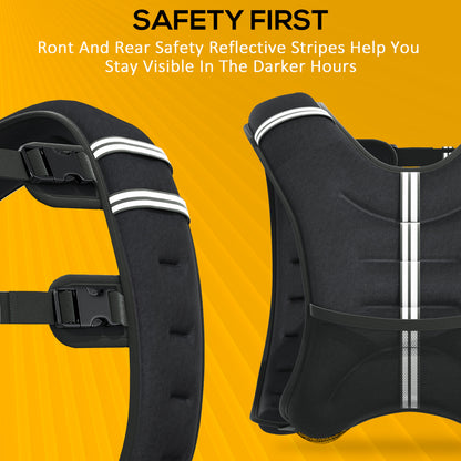 10KG Weighted Vest, Running Weight Vest with Adjustable Strap, Convenient Pocket and Reflective Strips for Men and Women