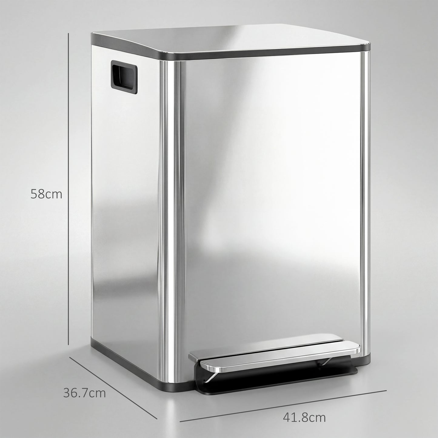 40L Dual Compartment Stainless Steel Bin, with Deodoriser Holders - Silver Tone