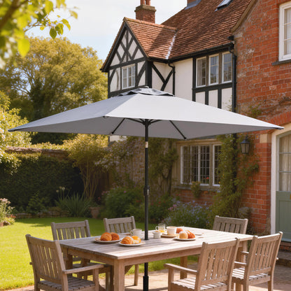 Garden Parasol, Parasol Umbrella with Crank Handle, Tilt Function, Polyester Canopy, Light Grey