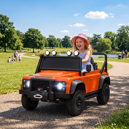 Kids Ride On Car with Remote Control, Music, Horn, 4 Spring Suspension Wheels, LED Lights for 3-5 Years Old, Orange