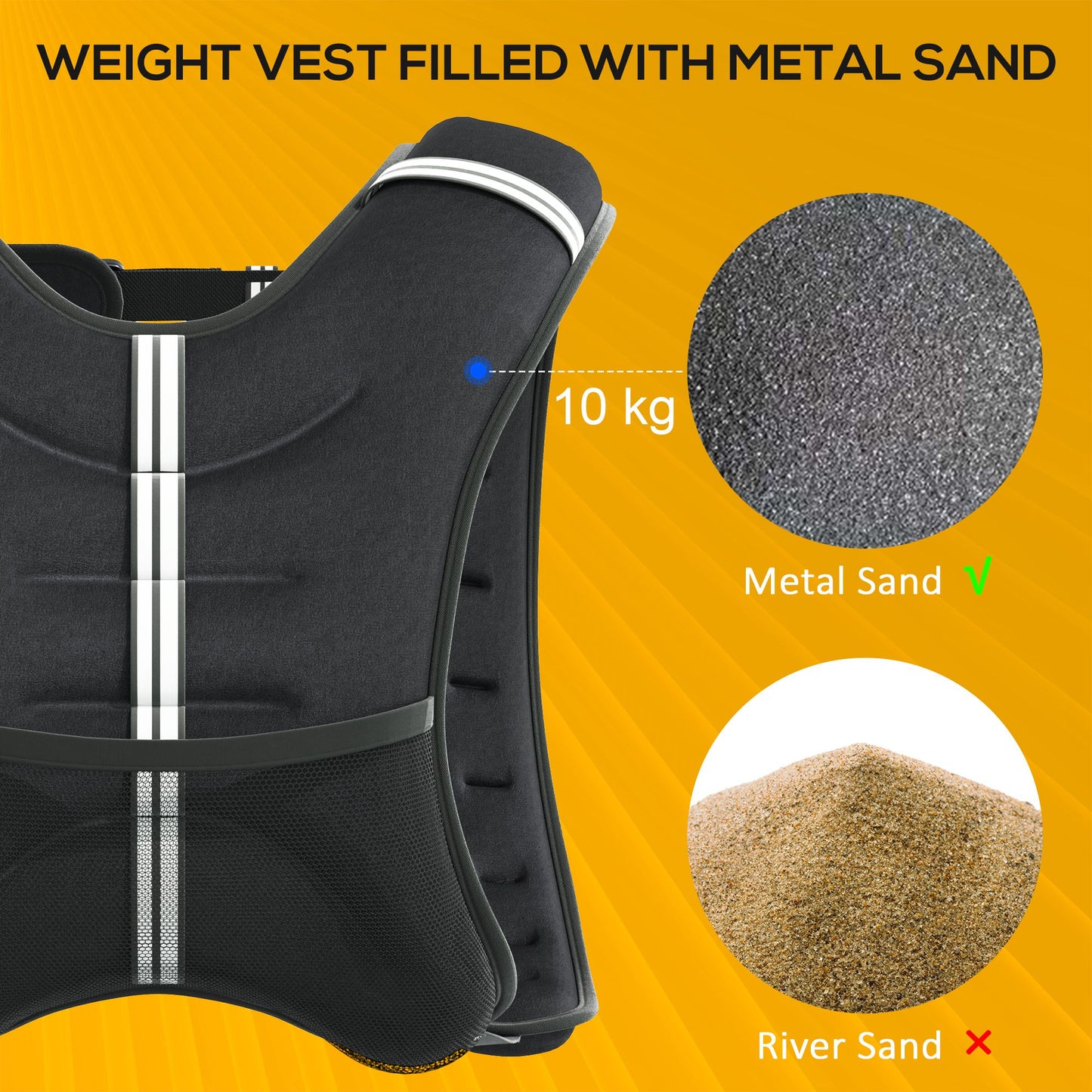 10KG Weighted Vest, Running Weight Vest with Adjustable Strap, Convenient Pocket and Reflective Strips for Men and Women