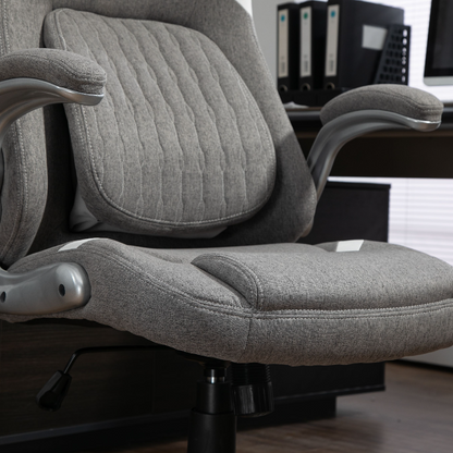 Linen-Look Office Chair, with Adjustable Height and Tension - Grey