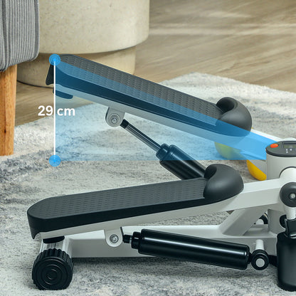 Mini Stepper Machine, with LCD Monitor, Non-Slip Pedals, White
