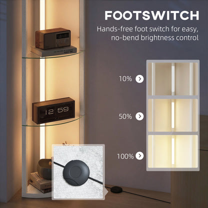 LED Floor Lamp with Shelves, Dimmable Standing Lamp with Foot Switch for Living Room, Bedroom, Grey