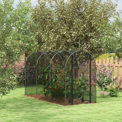 360 x 120cm Galvanised Steel Fruit Cage, Plant Protection Tent with Zipped Door, Black
