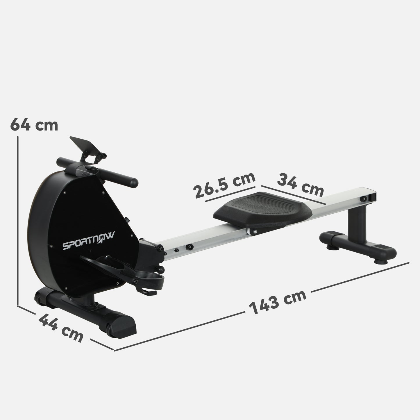 Folding Magnetic Rowing Machine, with 16-Level Adjustable Resistance, Black