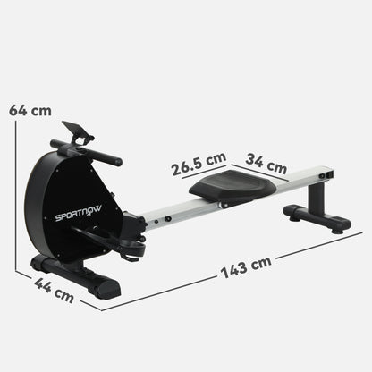 Folding Magnetic Rowing Machine, with 16-Level Adjustable Resistance, Black