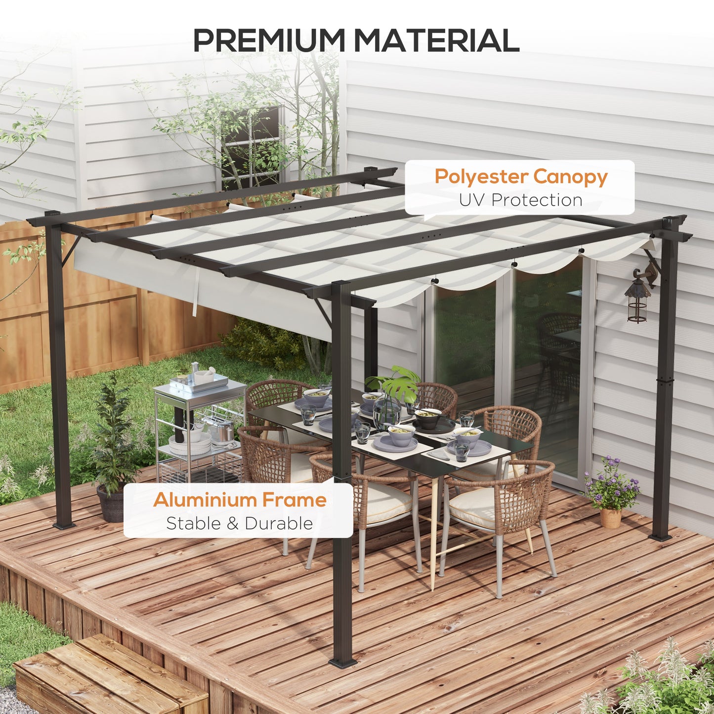 3 x 3(m) Aluminium Pergola Canopy Gazebo Awning Outdoor Garden Sun Shade Shelter Marquee Party BBQ, Light Grey