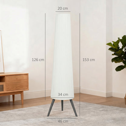 Dimmable Tripod Floor Lamp with Foot Switch, Nordic Standing Lamp with Fabric Shade, 153cm, White and Grey