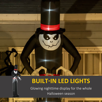 Giant 10ft Halloween Inflatables Tall Ghost with Hat, Build-in LEDs Blow Up Scary Outdoor Decorations