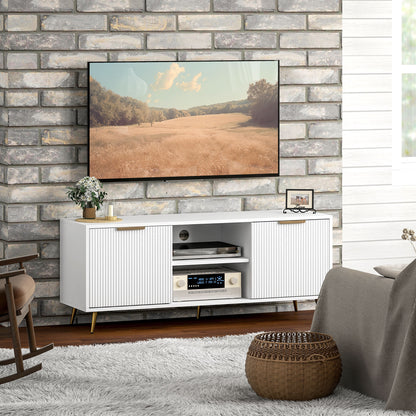 Modern TV Stand Cabinet for TVs up to 55", TV Unit with 2 Open Shelves and 2 Cabinets